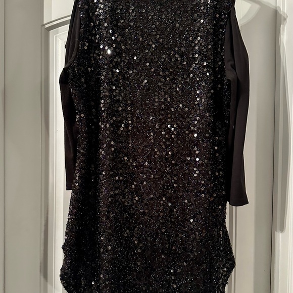 Final Markdown- Black Sequin Bare Shoulder Top - Picture 3 of 9